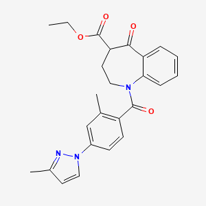 molecular formula C25H25N3O4 B3248715 Ethyl 1-(2-methyl-4-(3-methyl-1H-pyrazol-1-yl)benzoyl)-5-oxo-2,3,4,5-tetrahydro-1H-benzo[b]azepine-4-carboxylate CAS No. 1888294-91-4