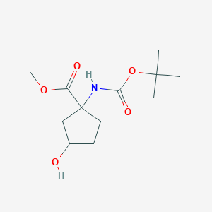 molecular formula C12H21NO5 B3249097 Methyl 1-((tert-butoxycarbonyl)amino)-3-hydroxycyclopentanecarboxylate CAS No. 191110-70-0