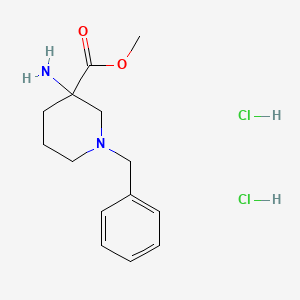 molecular formula C14H22Cl2N2O2 B3249608 Methyl 3-amino-1-benzylpiperidine-3-carboxylate dihydrochloride CAS No. 1955492-35-9