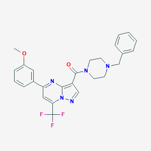 molecular formula C26H24F3N5O2 B324998 1-BENZYL-4-[5-(3-METHOXYPHENYL)-7-(TRIFLUOROMETHYL)PYRAZOLO[1,5-A]PYRIMIDINE-3-CARBONYL]PIPERAZINE 