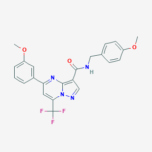 molecular formula C23H19F3N4O3 B325006 5-(3-methoxyphenyl)-N-[(4-methoxyphenyl)methyl]-7-(trifluoromethyl)pyrazolo[1,5-a]pyrimidine-3-carboxamide 
