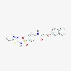 molecular formula C22H20N4O4S2 B325015 N-(4-{[(5-ethyl-1,3,4-thiadiazol-2-yl)amino]sulfonyl}phenyl)-2-(2-naphthyloxy)acetamide 