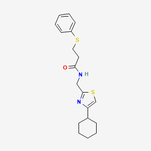 molecular formula C19H24N2OS2 B3250465 N-((4-cyclohexylthiazol-2-yl)methyl)-3-(phenylthio)propanamide CAS No. 2034240-08-7