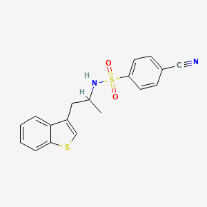 molecular formula C18H16N2O2S2 B3250470 N-(1-(benzo[b]thiophen-3-yl)propan-2-yl)-4-cyanobenzenesulfonamide CAS No. 2034298-73-0