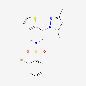 2-bromo-N-(2-(3,5-dimethyl-1H-pyrazol-1-yl)-2-(thiophen-2-yl)ethyl)benzenesulfonamide