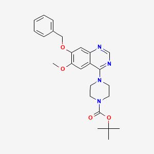 molecular formula C25H30N4O4 B3250767 1-Piperazinecarboxylic acid, 4-[6-methoxy-7-(phenylmethoxy)-4-quinazolinyl]-, 1,1-dimethylethyl ester CAS No. 205259-42-3