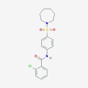 molecular formula C19H21ClN2O3S B325198 N-[4-(azepan-1-ylsulfonyl)phenyl]-2-chlorobenzamide 