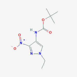 molecular formula C10H16N4O4 B3252446 tert-butyl (1-ethyl-3-nitro-1H-pyrazol-4-yl)carbamate CAS No. 2171313-75-8