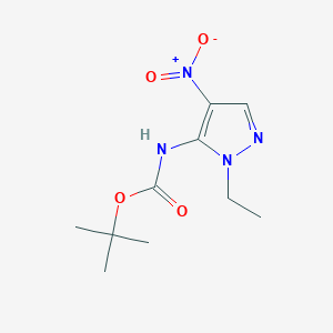 molecular formula C10H16N4O4 B3252452 tert-butyl (1-ethyl-4-nitro-1H-pyrazol-5-yl)carbamate CAS No. 2171313-89-4