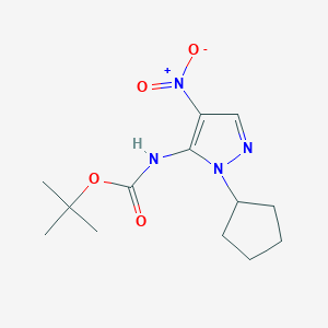 molecular formula C13H20N4O4 B3252476 Tert-butyl (1-cyclopentyl-4-nitro-1h-pyrazol-5-yl)carbamate CAS No. 2171314-51-3