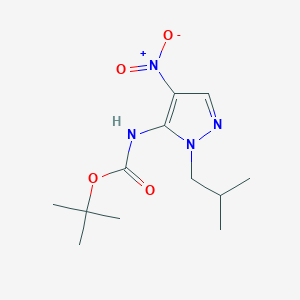 molecular formula C12H20N4O4 B3252495 t-Butyl (1-isobutyl-4-nitro-1H-pyrazol-5-yl)carbamate CAS No. 2171314-89-7