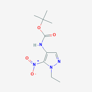 molecular formula C10H16N4O4 B3252513 tert-butyl (1-ethyl-5-nitro-1H-pyrazol-4-yl)carbamate CAS No. 2171317-83-0