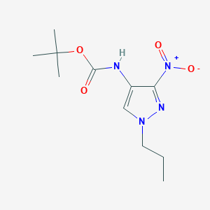 molecular formula C11H18N4O4 B3252518 t-Butyl (3-nitro-1-propyl-1H-pyrazol-4-yl)carbamate CAS No. 2171318-35-5