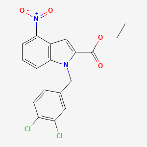 molecular formula C18H14Cl2N2O4 B3252976 Ethyl 1-(3,4-dichlorobenzyl)-4-nitro-1H-indole-2-carboxylate CAS No. 220677-29-2