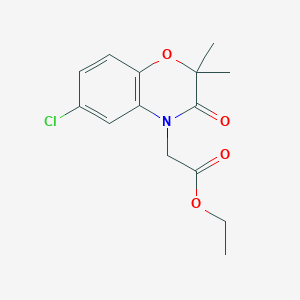 molecular formula C14H16ClNO4 B3253070 Ethyl 2-(6-chloro-2,2-dimethyl-3-oxo-2H-benzo[b][1,4]oxazin-4(3H)-yl)acetate CAS No. 221225-76-9