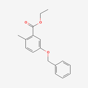 molecular formula C17H18O3 B3253180 5-Benzyloxy-2-methylbenzoic acid ethyl ester CAS No. 2221812-01-5