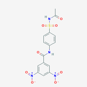molecular formula C15H12N4O8S B325384 N-[4-(acetylsulfamoyl)phenyl]-3,5-dinitrobenzamide 