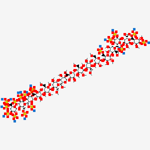 molecular formula C127H201Na19O134S17 B3254144 nonadecasodium;(2R,3S,4S,5R,6R)-6-[(2R,3R,4S,5R,6R)-6-[(2R,3S,4S,5S,6R)-2-carboxylato-6-[(2R,3R,4S,5S,6S)-4,6-dimethoxy-5-sulfonatooxy-2-(sulfonatooxymethyl)oxan-3-yl]oxy-4,5-dimethoxyoxan-3-yl]oxy-4,5-disulfonatooxy-2-(sulfonatooxymethyl)oxan-3-yl]oxy-3-[(2R,3R,4S,5S,6R)-5-[(2S,3R,4S,5R,6R)-5-[(2R,3R,4S,5R,6R)-5-[(2S,3R,4S,5R,6R)-5-[(2R,3R,4S,5R,6R)-5-[(2S,3R,4S,5R,6R)-5-[(2S,3R,4S,5R,6R)-5-[(2S,3R,4S,5R,6R)-5-[(2R,3R,4S,5R,6R)-5-[(2S,3R,4S,5R,6R)-5-[(2R,3R,4S,5R,6R)-3,4-disulfonatooxy-6-(sulfonatooxymethyl)-5-[(2R,3R,4S,5R,6R)-3,4,5-trisulfonatooxy-6-(sulfonatooxymethyl)oxan-2-yl]oxyoxan-2-yl]oxy-3,4-disulfonatooxy-6-(sulfonatooxymethyl)oxan-2-yl]oxy-3,4-dimethoxy-6-(sulfonatooxymethyl)oxan-2-yl]oxy-3,4-dimethoxy-6-(methoxymethyl)oxan-2-yl]oxy-3,4-dimethoxy-6-(methoxymethyl)oxan-2-yl]oxy-3,4-dimethoxy-6-(methoxymethyl)oxan-2-yl]oxy-3,4-dimethoxy-6-(methoxymethyl)oxan-2-yl]oxy-3,4-dimethoxy-6-(methoxymethyl)oxan-2-yl]oxy-3,4-dimethoxy-6-(methoxymethyl)oxan-2-yl]oxy-3,4-dimethoxy-6-(methoxymethyl)oxan-2-yl]oxy-3,4-dimethoxy-6-(sulfonatooxymethyl)oxan-2-yl]oxy-4,5-dimethoxyoxane-2-carboxylate CAS No. 232602-93-6