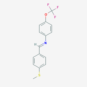 molecular formula C15H12F3NOS B325558 Benzenamine, 4-trifluoromethoxy-N-(4-methylthiobenzylidene)- 