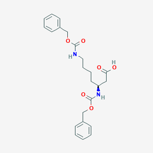 molecular formula C23H28N2O6 B3255738 (S)-3,7-Bis(((benzyloxy)carbonyl)amino)heptanoic acid CAS No. 259195-59-0