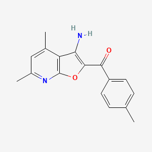 molecular formula C17H16N2O2 B3255858 (3-Amino-4,6-dimethyl-furo[2,3-b]pyridin-2-yl)-p-tolyl-methanone CAS No. 260549-59-5