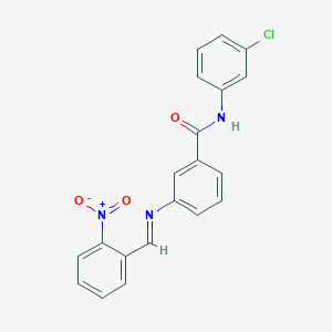 molecular formula C20H14ClN3O3 B325609 N-(3-chlorophenyl)-3-({2-nitrobenzylidene}amino)benzamide 