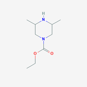molecular formula C9H18N2O2 B3256355 Ethyl 3,5-dimethylpiperazine-1-carboxylate CAS No. 26865-01-0