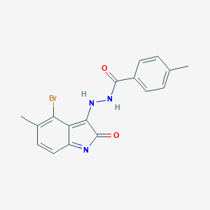 molecular formula C17H14BrN3O2 B325649 N'-(4-bromo-5-methyl-2-oxoindol-3-yl)-4-methylbenzohydrazide 