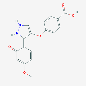 molecular formula C17H14N2O5 B032566 4-{[3-(2-hydroxy-4-methoxyphenyl)-1H-pyrazol-4-yl]oxy}benzoic acid CAS No. 394228-95-6