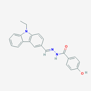 molecular formula C22H19N3O2 B325666 N'-[(9-ethyl-9H-carbazol-3-yl)methylene]-4-hydroxybenzohydrazide 