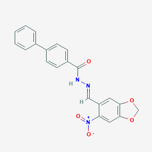 molecular formula C21H15N3O5 B325677 N'-[(E)-(6-NITRO-2H-1,3-BENZODIOXOL-5-YL)METHYLIDENE]-[1,1'-BIPHENYL]-4-CARBOHYDRAZIDE 