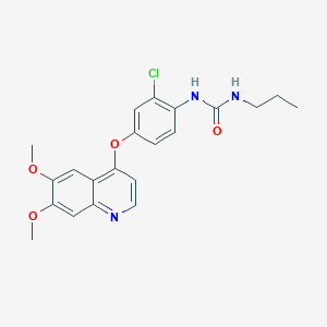 molecular formula C21H22ClN3O4 B3257265 Urea, N-[2-chloro-4-[(6,7-dimethoxy-4-quinolinyl)oxy]phenyl]-N'-propyl- CAS No. 286369-64-0