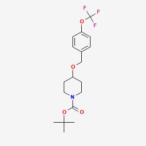 molecular formula C18H24F3NO4 B3257335 tert-butyl 4-(4-trifluoromethoxybenzyloxy)piperidine-1-carboxylate CAS No. 287952-21-0