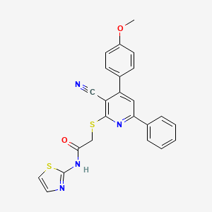 2-{[3-cyano-4-(4-methoxyphenyl)-6-phenyl-2-pyridinyl]thio}-N-1,3-thiazol-2-ylacetamide