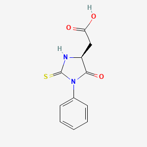 molecular formula C11H10N2O3S B3257846 4-Imidazolidineacetic acid, 5-oxo-1-phenyl-2-thioxo-, (4S)- CAS No. 29588-04-3