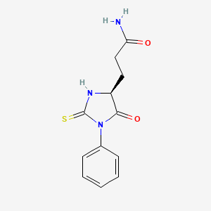 molecular formula C12H13N3O2S B3257849 4-Imidazolidinepropanamide, 5-oxo-1-phenyl-2-thioxo-, (S)- CAS No. 29588-05-4