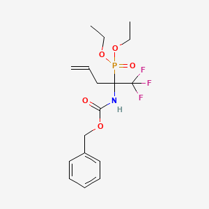 molecular formula C17H23F3NO5P B3257869 N-[1-(Trifluoromethyl)-1-(diethoxyphosphinyl)-3-butenyl]carbamic acid benzyl ester CAS No. 296238-74-9