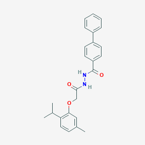 molecular formula C25H26N2O3 B325788 N'-([1,1'-biphenyl]-4-ylcarbonyl)-2-(2-isopropyl-5-methylphenoxy)acetohydrazide 