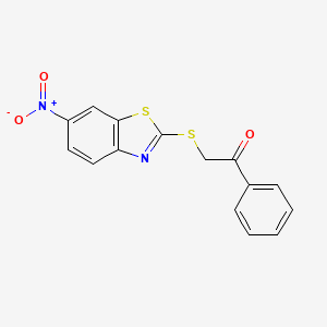 molecular formula C15H10N2O3S2 B3258127 2-((6-Nitrobenzo[d]thiazol-2-yl)thio)-1-phenylethanone CAS No. 300815-37-6