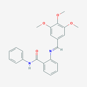 molecular formula C23H22N2O4 B325832 N-phenyl-2-[(3,4,5-trimethoxybenzylidene)amino]benzamide 