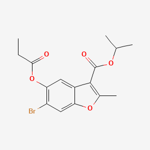 molecular formula C16H17BrO5 B3258727 Propan-2-yl 6-bromo-2-methyl-5-(propanoyloxy)-1-benzofuran-3-carboxylate CAS No. 308295-43-4
