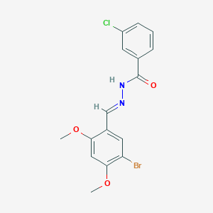 molecular formula C16H14BrClN2O3 B325877 N'-(5-bromo-2,4-dimethoxybenzylidene)-3-chlorobenzohydrazide 