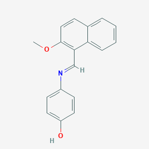 molecular formula C18H15NO2 B325880 4-{[(2-Methoxy-1-naphthyl)methylene]amino}phenol 