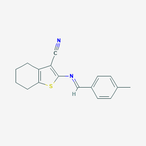 molecular formula C17H16N2S B325914 2-[(4-Methylbenzylidene)amino]-4,5,6,7-tetrahydro-1-benzothiophene-3-carbonitrile 