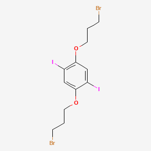 molecular formula C12H14Br2I2O2 B3259625 1,4-Bis(3-bromopropoxy)-2,5-diiodobenzene CAS No. 321673-13-6