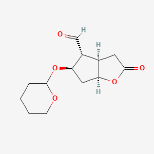 molecular formula C13H18O5 B3259700 (1S,5R,6R,7R)-3-Oxo-7-(tetrahydro-2H-pyran-2-yloxy)-2-oxabicyclo[3.3.0]octane-6-carbaldehyde CAS No. 32233-41-3