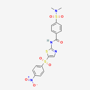 4-(N,N-dimethylsulfamoyl)-N-(5-((4-nitrophenyl)sulfonyl)thiazol-2-yl)benzamide