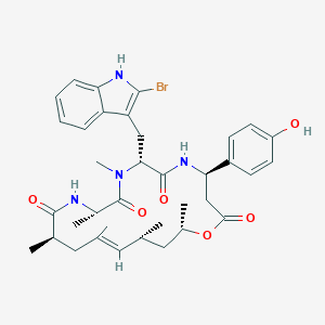 molecular formula C36H45BrN4O6 B032604 (4R,7R,10S,13R,15E,17R,19S)-7-[(2-bromo-1H-indol-3-yl)methyl]-4-(4-hydroxyphenyl)-8,10,13,15,17,19-hexamethyl-1-oxa-5,8,11-triazacyclononadec-15-ene-2,6,9,12-tetrone CAS No. 102396-24-7