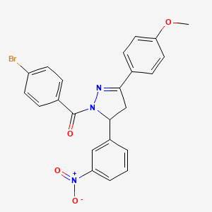 molecular formula C23H18BrN3O4 B3260421 1-(4-bromobenzoyl)-3-(4-methoxyphenyl)-5-(3-nitrophenyl)-4,5-dihydro-1H-pyrazole CAS No. 330662-86-7