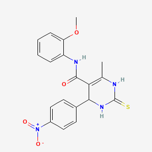 molecular formula C19H18N4O4S B3260639 N-(2-methoxyphenyl)-6-methyl-4-(4-nitrophenyl)-2-sulfanylidene-1,2,3,4-tetrahydropyrimidine-5-carboxamide CAS No. 332373-02-1